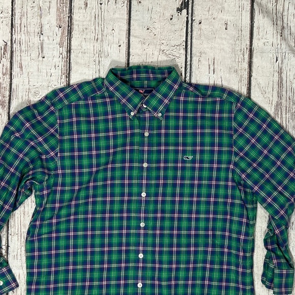 Vineyard Vines Slim Fit Whale Shirt Plaid Button Down Shirt Mens - Picture 2 of 6